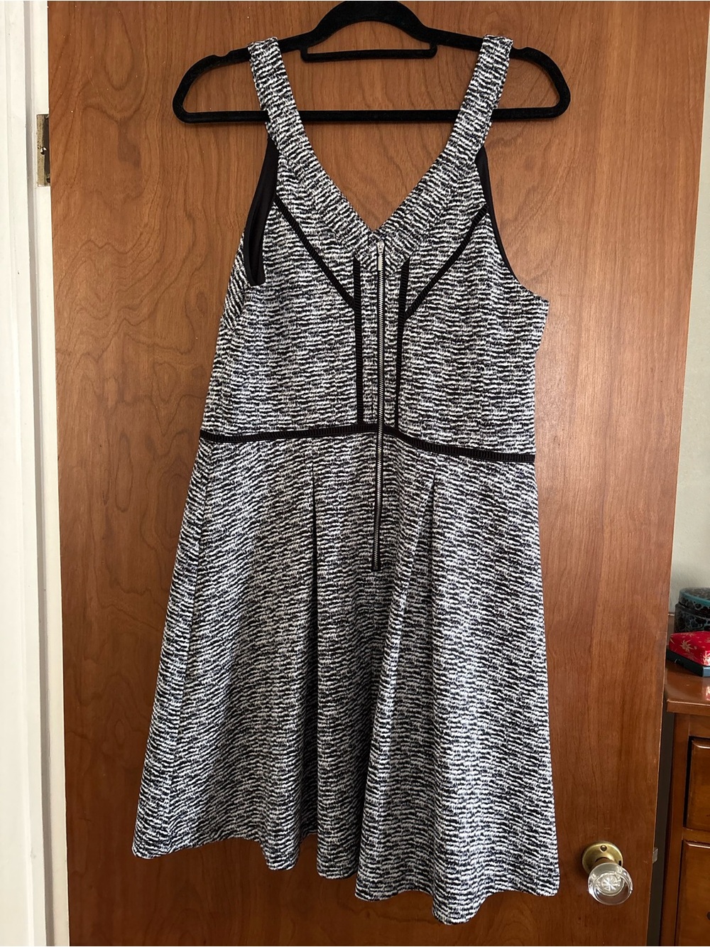 Sleeveless Black & White A-Line Dress
